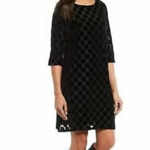 Bryn Walker Black Velvet Polka Dot Hester Shift Dress Size Medium